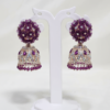 Regal Purple Stone Jhumka Earrings with Crystal Embellishments