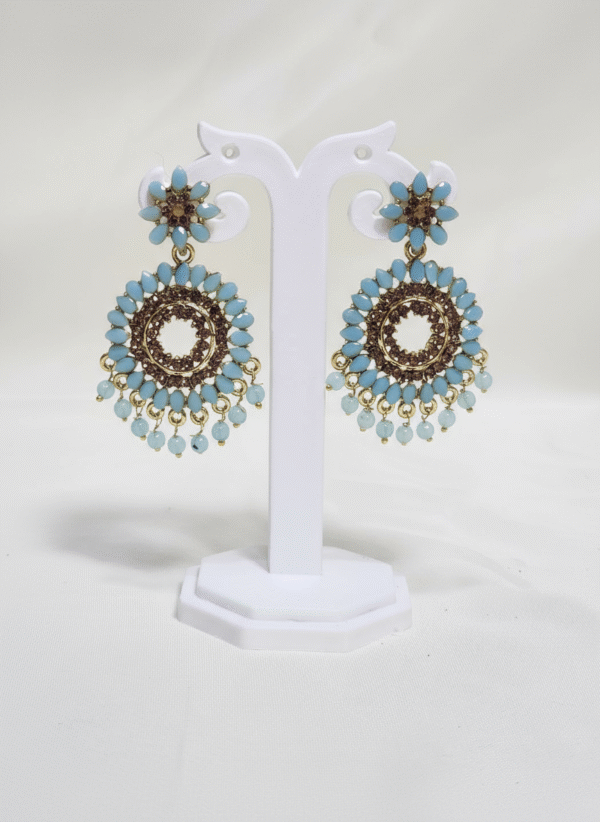 Blue beaded chandbali
