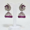 Purple Kundan Jhumka Earrings